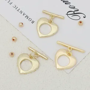 Cierre de barra de corazón dorado componentes de joyería DIY para pulseras y collares.