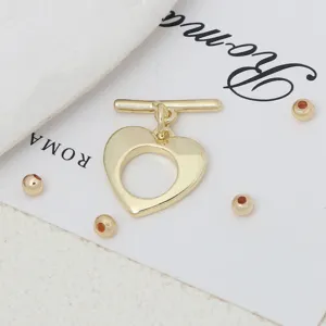 Cierre de T de corazón dorado conector de joyería DIY para pulsera collar hecho a mano