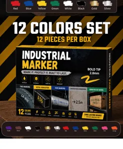 12 Colors Industrial Paint Marker Set Waterproof Quick Drying Metal Tire Permanent Pen 12pcs