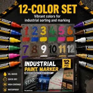12-Color Industrial Paint Marker Set Waterproof Quick-Dry Permanent Pens for Metal Wood Tire
