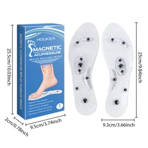 HOUKEA magnetic acupressure massage insoles feature transparent design and relief points.