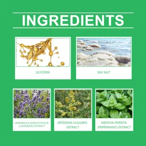Imagen de detalle con ingredientes vegetales y minerales naturales para el cuidado de los pies.