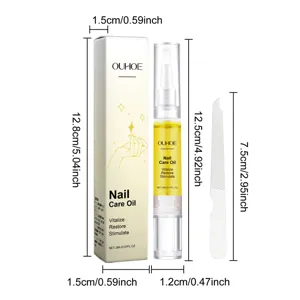 OUHOE nagelolie set met pen, doos en vijl, inclusief duidelijke afmetingen voor de dagelijkse verzorging.