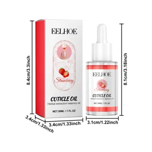 EELHOE strawberry cuticle oil detail showing bottle and packaging dimensions clearly.