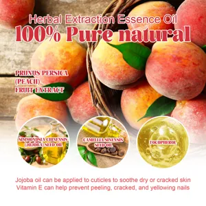 Herbal peach nail care essence oil with natural plant ingredients for deep moisturizing and repair.
