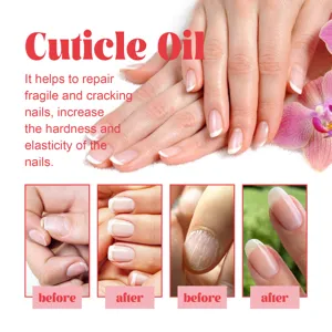 Cuticle oil for nail repair and strengthening, moisturizing nail care treatment.