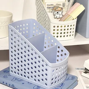 Organizzatore da scrivania in plastica portapenne scatola portaoggetti per cancelleria ufficio
