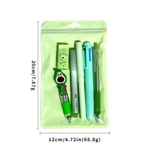 Conjunto de papelería multifuncional minimalista con bonito borrador y bolígrafos escolares.
