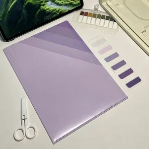 Cartellina A4 a 6 livelli, sfumatura viola forma L grande apertura organizer per documenti d'esame.