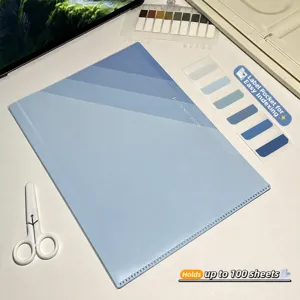 Cartellina A4 sfumata blu con 6 scomparti, grande organizer per documenti e fogli scolastici.