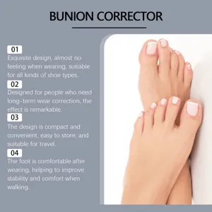 Detailed view of bunion corrector showing comfortable foot fit and breathable soft design.