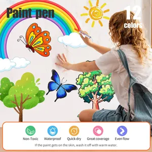 12 colors waterproof paint pen for rock painting, ceramic, glass, wood, and fabric art.