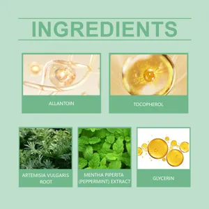 Herbal foot patch ingredients illustration showing allantois, tocopherol, and plant extracts.