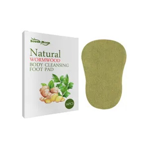 Natural wormwood foot cleansing pad detailed view, 16pcs pack, herbal foot care patch.