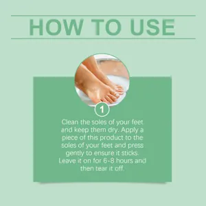 Herbal foot patch usage guide instruction graphic for daily foot care and wellness routine.