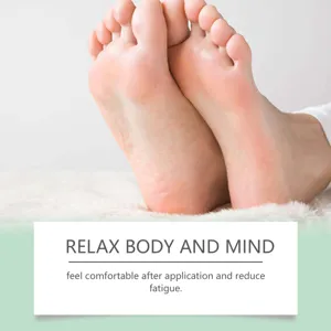 Close-up detail shot showing relaxed feet after using herbal foot patch for great comfort.