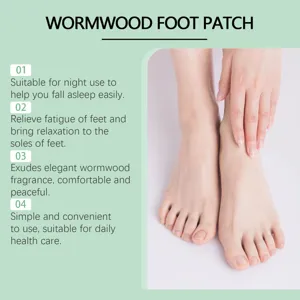 Wormwood foot patch with bamboo vinegar, gentle nourishing and soothing foot care detail.