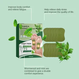 HouKea wormwood foot patch detail display featuring natural herbal ingredients and 12 pieces.
