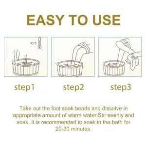 Foot soak beads instruction guide for warm water bathing and foot care relaxation.
