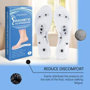 HOUKEA magnetic acupressure reflex massage insoles with arch support and breathable design.