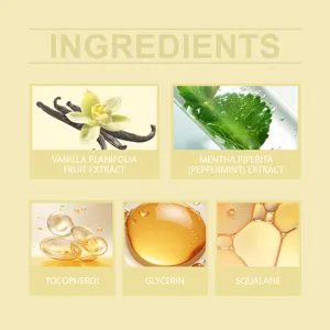 Plant essence hand cream ingredient detail chart showing natural extracts and moisturizing ingredients.
