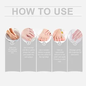 OUHOE nail care solution detail step by step instruction image showing how to use safely.