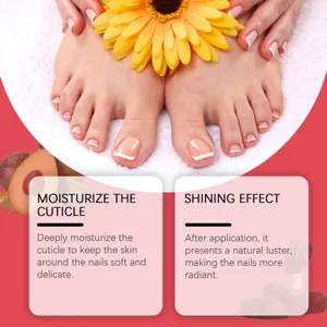 Detail van nagelriemolie met hydraterende en glanzende werking voor de gezondheid van nagels.