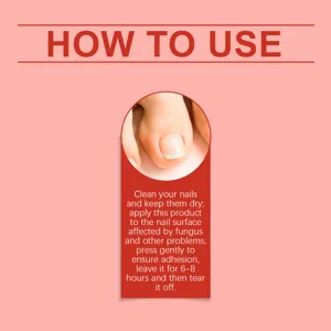 Nail care patch detail instruction closeup view showing application guide and usage steps.