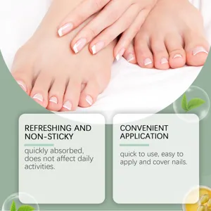 Nail care pen detail view showing fast absorption, non-sticky formula, and easy application.