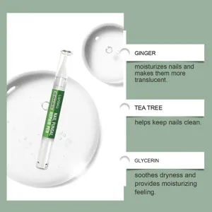 LANISKA nail repair pen detail showing active ingredients like ginger and tea tree extract.