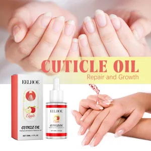 Apple cuticle oil detail view showing dropper bottle and nail care application on hands.