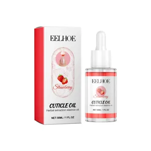 EELHOE strawberry cuticle oil for nail care, nourishing repair essence with dropper bottle.