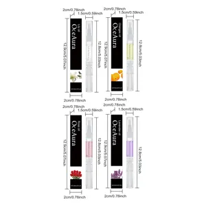 Nail care nourishing oil pen size and dimension detail view showing packaging and product specs.