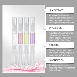 OceAura 4-pack nail cuticle oil pen set with nourishing plant extracts for nail care.