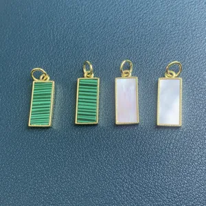 Nouveaux pendentifs rectangulaires, bijoux DIY tendance en malachite et coquillage.