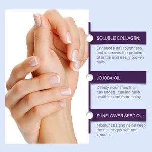 Dettaglio essenza cura unghie con collagene solubile, olio di jojoba e girasole.