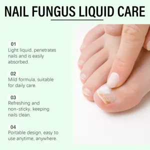 Nail fungus liquid care detail showing lightweight texture and easy absorption for daily use.