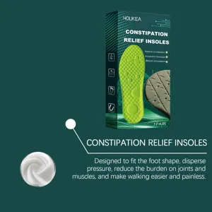 Detail view of comfortable massage insoles with breathable fabric and acupoint design.