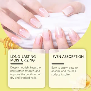 Detailed close-up showing nail care pen application, moisturizing and nourishing dry nails.