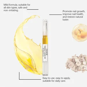 Detail view of OUHOE cuticle oil pen with natural nourishing formula and soft brush applicator.
