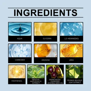 Detailed ingredient list infographic showcasing key nourishing and moisturizing formula elements.