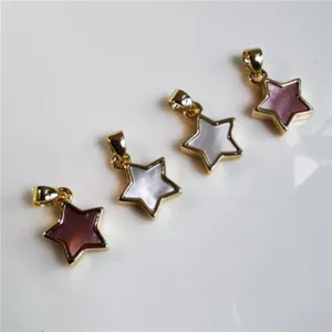 Gold-plated star shell pendant DIY jewelry accessories, elegant mother of pearl charm.