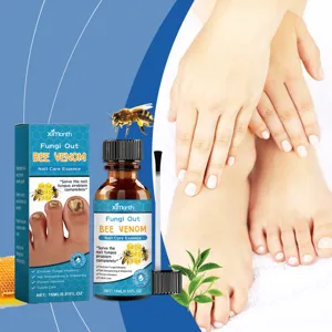 XIMONTH bee venom nail care essence detail showing product bottle and box with foot care.