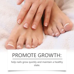 Nail care liquid detail showing healthy growing nails on clean white towel background.