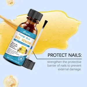 Nail care essence bottle close-up, effective formula for nail health and repair care.