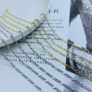 18K Vergulde Koperen Figaro Ketting DIY Sieraden Maken Benodigdheden Voor Halsketting Armband Trui Ketting Schakels