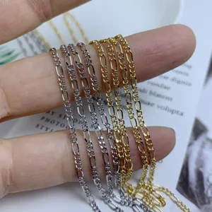Close-up detail van Figaro kettingen in goud en zilver, ideaal voor DIY sieraden.