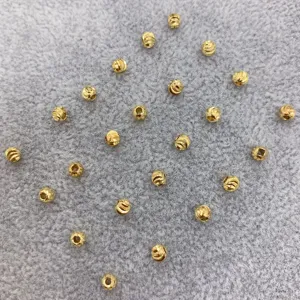 4mm twisted 18k gold plated round spacer beads for DIY handmade necklace and bracelet jewelry.
