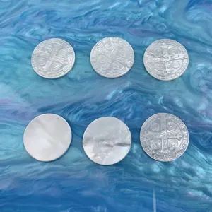 Natural mother of pearl shell round cross charms DIY jewelry making accessories parts set.