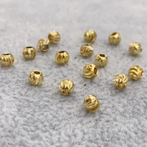 4mm Twisted Round Copper Beads 18K Gold Plated Metal Spacer Beads For DIY Bracelet Necklace Jewelry Making Fashion Beads
